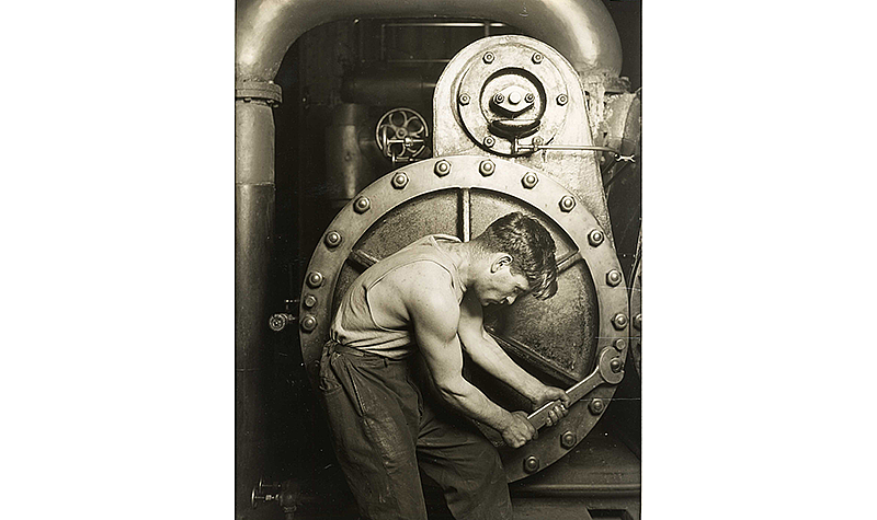 Lewis Wickes Hine, American, 1874-1940. Powerhouse Mechanic, 1920-21. Gelatin silver print, 10 x 7.5 in. (25.4 x 19 cm).