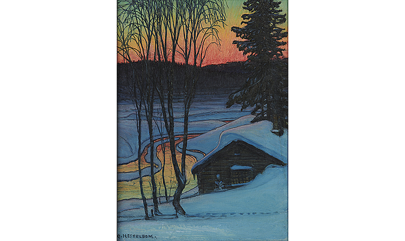 Otto Hesselbom, Swedish, 1848-1913. Sunset in Värmland, c. 1900. Oil on canvas, 27 5/8 x 20 in. (70 x 51 cm). Werner Collection.