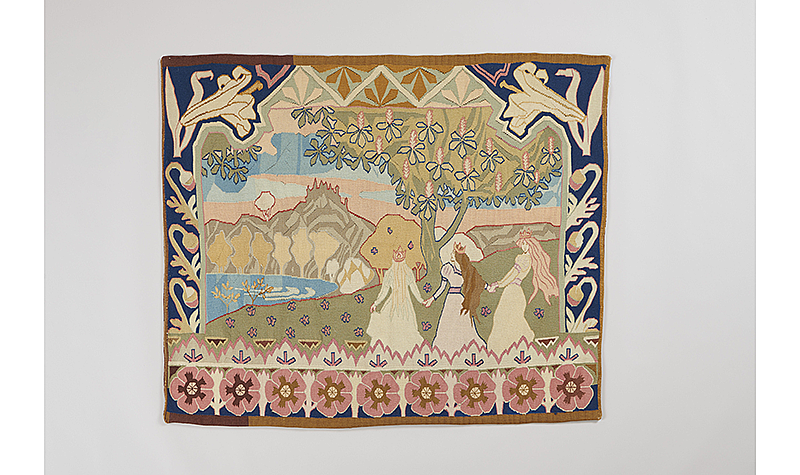 Thorolf Holmboe, Norwegian, 1866-1935. Three Princesses, 1910. Wool tapestry, 43 x 52 3/4 in. (109 x 134 cm). Werner Collection.