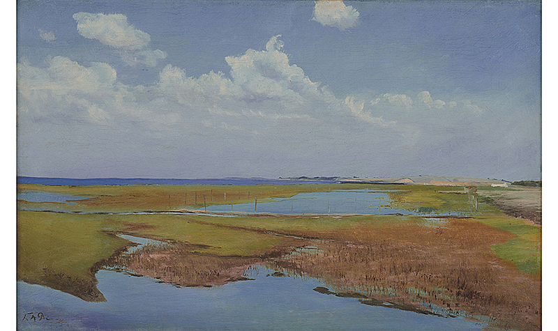 Laurits Andersen Ring, Danish, 1854-1928. Summer Landscape at Karrebaeksminde, c. 1910. Oil on canvas, 16 1/8 x 25 1/4 in. (41 x 64 cm). Werner Collection.