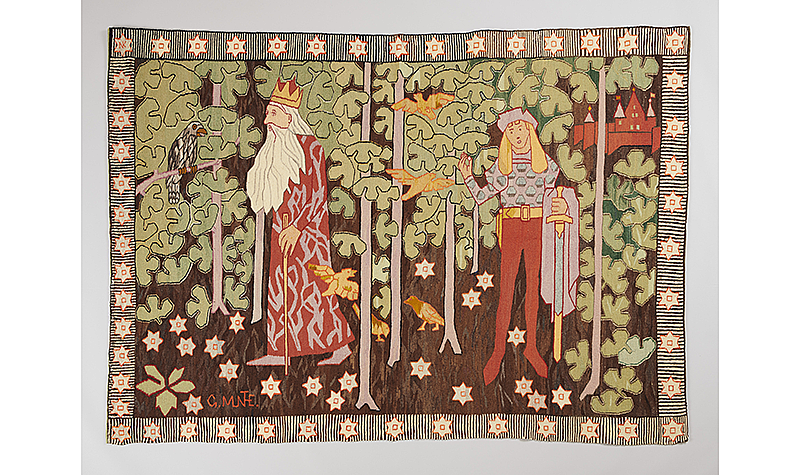 Gerhard Munthe, Norwegian, 1849-1929. The Wise Bird, 1898-99. Tapestry, 94 1/2 x 67 in. (240 x 63.5 x 170 cm). Werner Collection.
